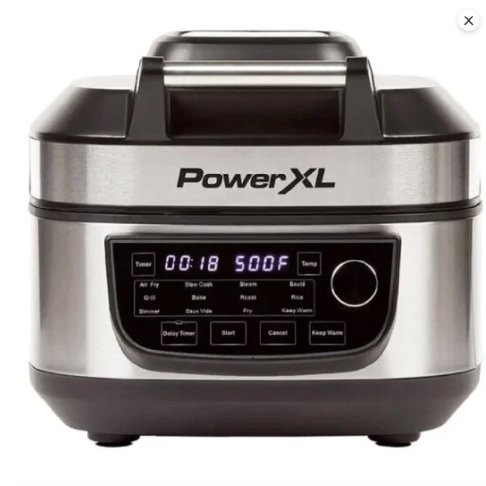 Grill Air Fryer Combo 6 QT 12-in-1 Indoor Slow Cooker, Roast, Bake,1550w.